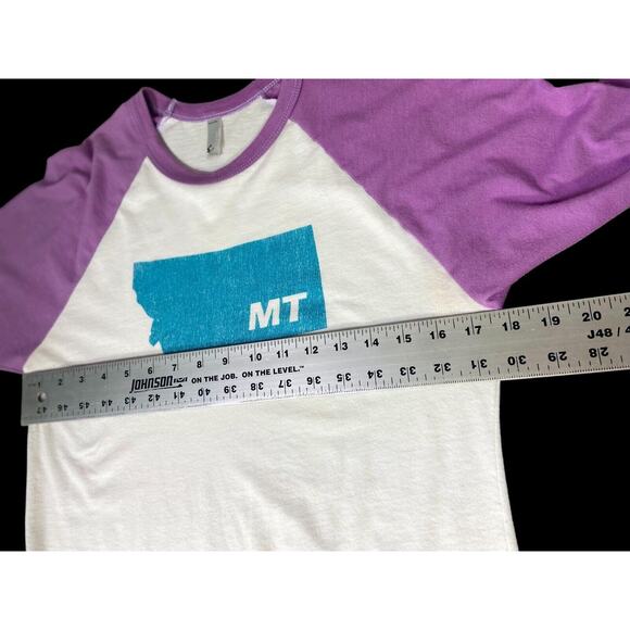Womens T Shirt American Apparel Purple Raglan State Of Montana Size Small - Picture 6 of 7